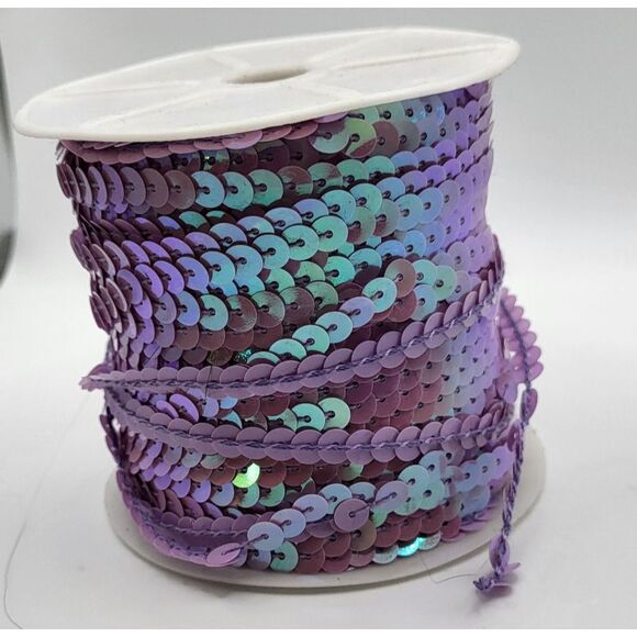 100 yards 6mm Diameter Flat Round Sequin Ribbon Sequins Sew on Iridescent Purple - Picture 2 of 3